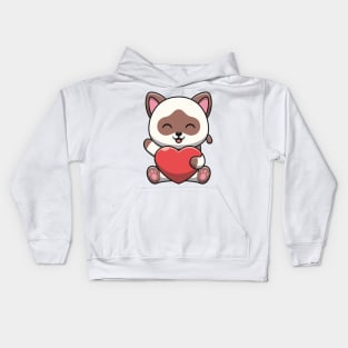 Cute Kawaii Cat with Heart Kids Hoodie